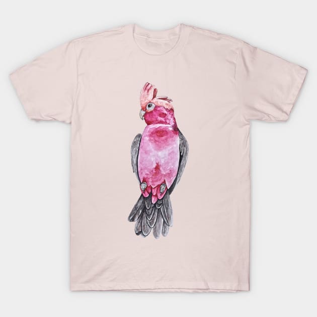 Pink Galah Parrot in Watercolor T-Shirt by Wanderlust Creative Lab